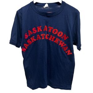 Vintage Saskatoon Saskatchewan Eh Single Stitch Blue Red Velour Penmans Large